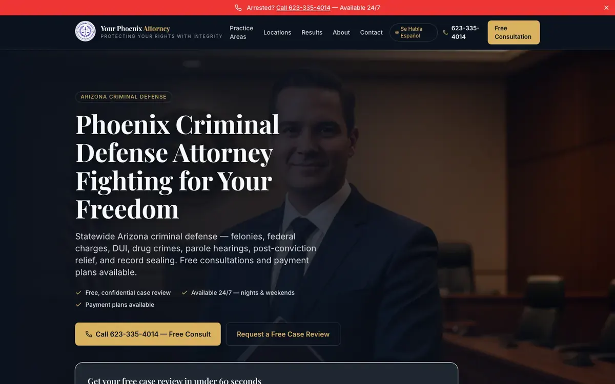 Your Phoenix Attorney website homepage